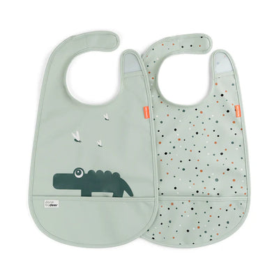 Done by Deer Set de 2 Baberos con velcro - Croco verde