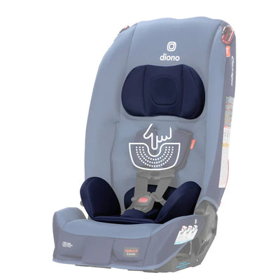 Silla de Auto Convertible Diono Radian incluye cojín de apoyo para cabeza y cuerpo especialmente diseñado para bebes recién nacidos.