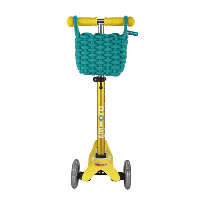 Accesorio Micro Canasto trenzado para scooter, color verde, resistente y bonito para paseos"