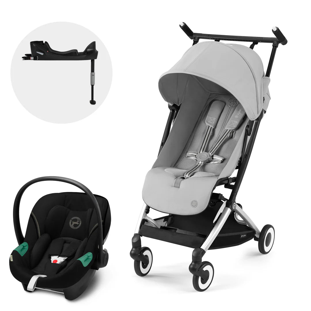 Cybex Travel System Coche LIBELLE SLV Fog Grey con Silla Nido Aton S2