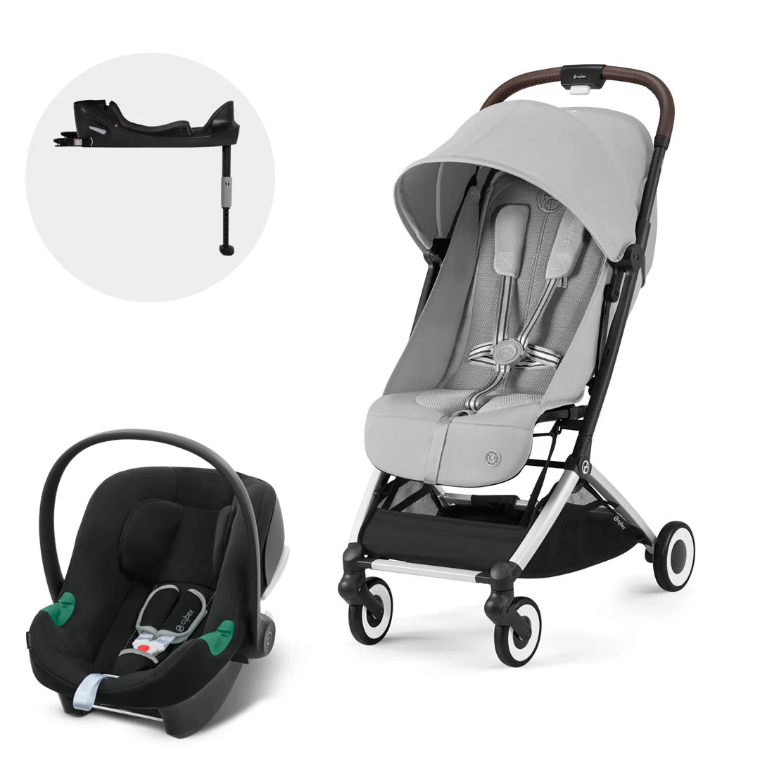 Cybex Travel System Coche ORFEO Fog Grey con Silla Nido Aton B2