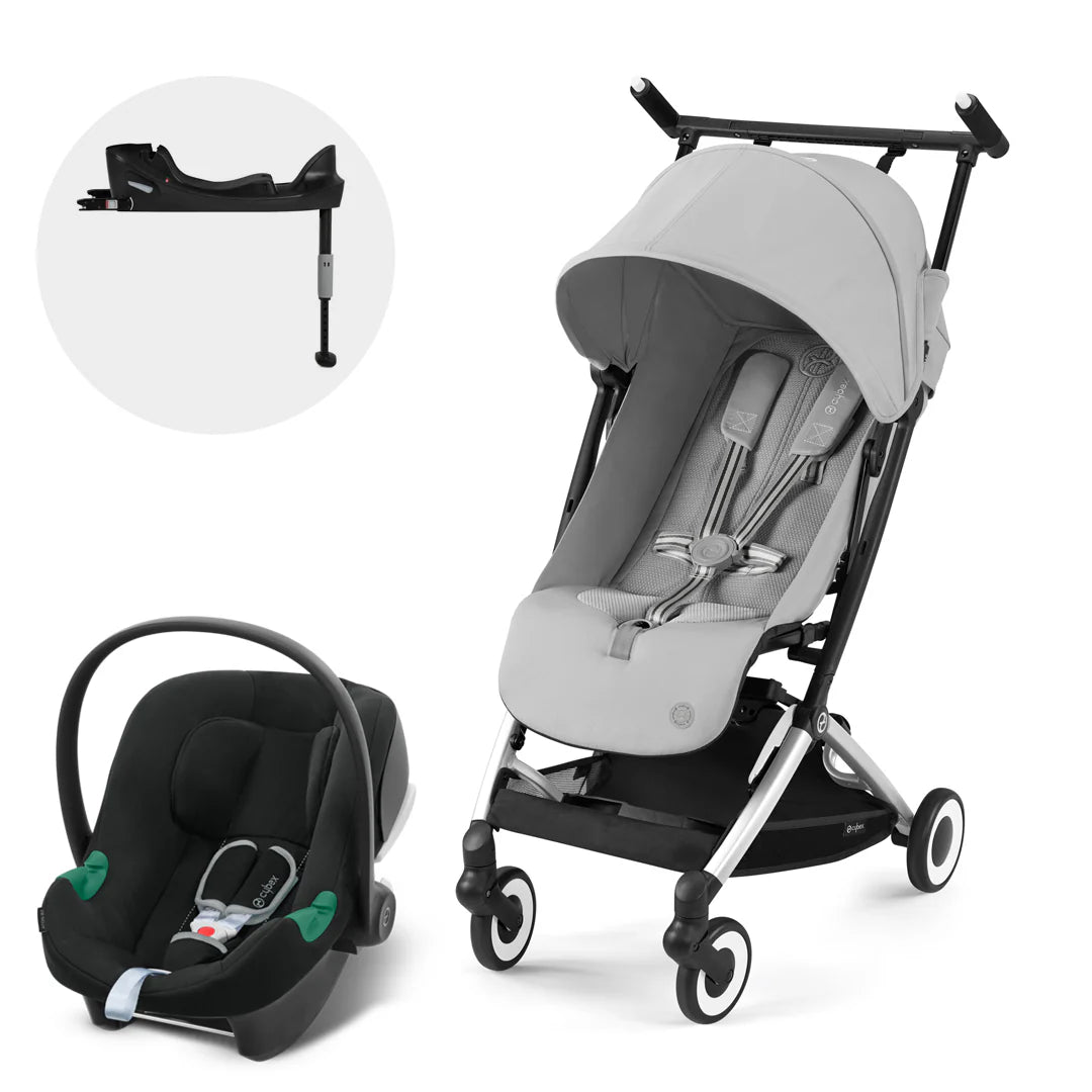 Cybex Travel System Coche LIBELLE SLV Fog Grey con Silla Nido Aton B2