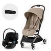 Cybex Travel System Coche ORFEO Almond Beige con Silla Nido Aton G