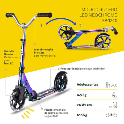 Micro Scooter Crucero LED - Neochrome Multicolor