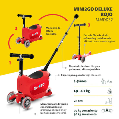 Scooter Micro Mini 2 Go Deluxe Plus - Rojo