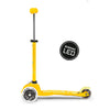 Vista frontal del Micro Scooter Mini Micro Deluxe LED en color Amarillo, perfecto para niños de 2 a 5 años.