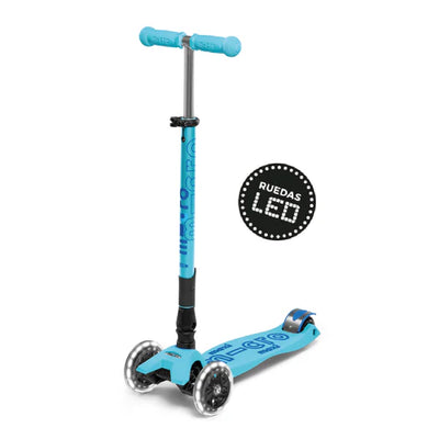 Scooter Micro Maxi Deluxe Plegable Led color aqua para niños.