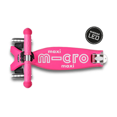 Micro Scooter Maxi Deluxe Plegable Led- Rosado