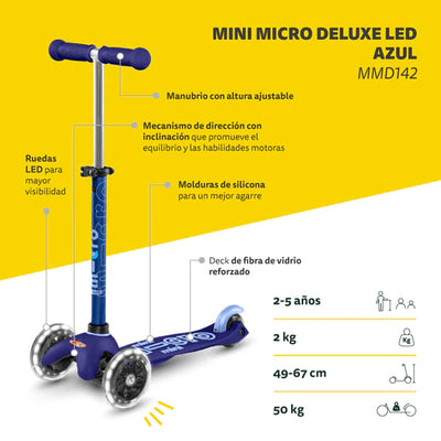 Micro Scooter Mini Micro Deluxe LED - Azul