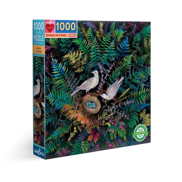 Eeboo Puzzle 1000 piezas - Pájaros en Helechos