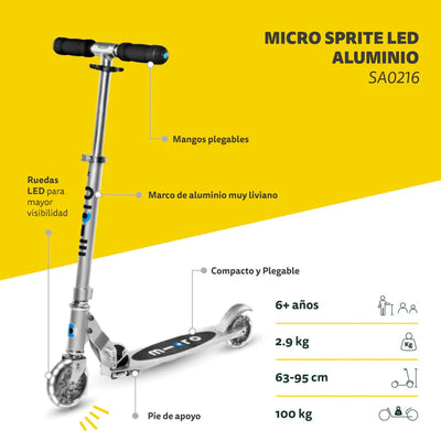 Micro Scooter Sprite LED - Aluminio