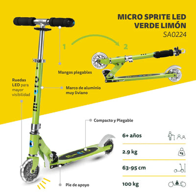 Micro Scooter Sprite LED - Verde Limon