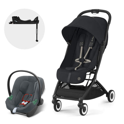 Cybex Travel System Coche ORFEO Magic Black con Silla Nido Aton B2