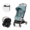 Cybex Travel System Coche ORFEO TPE Stormy Blue con Silla Nido Aton S2